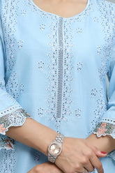 Premium 3-Piece Embroidered Cotton Suit – Soft Fabric with Boring Work | Naqshé